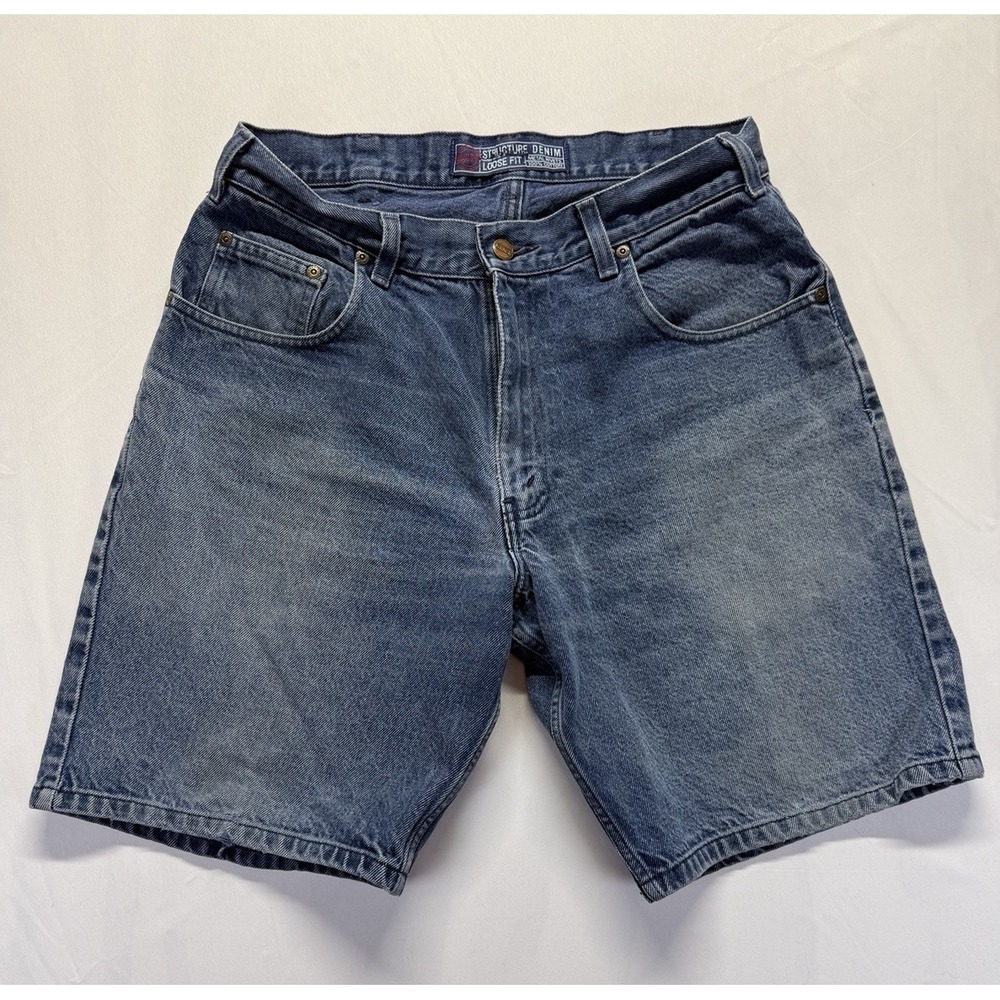 Vintage Structure Denim Mens‎ 34 Loose Fit Denim Shorts blue Cotton Casual
